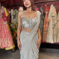 Silver Sequin Draped Saree with Embellished Bustier Blouse