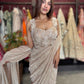 Gold Designer Sequin Drape Saree with Heavy Embroidered Blouse