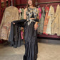 Black & Gold Sequin Embellished Indo-Western Draped Set