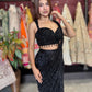 Black Sequin Draped Saree with Embellished Designer Blouse