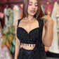 Black Sequin Draped Saree with Embellished Designer Blouse