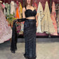 Black Sequin Draped Saree with Embellished Designer Blouse