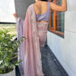 Blush-lavender Ombre Saree With Sequin-embroidered Florals