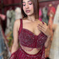 Wine Sequin Draped Saree with Embellished Corset Blouse