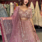 Dusty Rose Heavy Embroidered Designer Lehenga with Dupatta