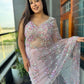 Pink Net Saree with Sequin & Floral Embroidered Designer Blouse