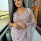 Pink Net Saree with Sequin & Floral Embroidered Designer Blouse