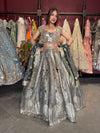 Silver Grey Heavy Mirror Work Non Bridal Lehenga with Dupatta