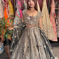 Silver Grey Heavy Mirror Work Non Bridal Lehenga with Dupatta