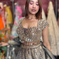 Silver Grey Heavy Mirror Work Non Bridal Lehenga with Dupatta