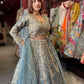 Dusty Blue Heavy Embroidered Designer Lehenga with Dupatta