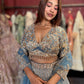Powder Blue Gold Embroidered Designer Lehenga with Dupatta
