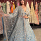 Powder Blue Gold Embroidered Designer Lehenga with Dupatta