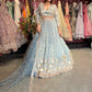 Powder Blue Gold Embroidered Designer Lehenga with Dupatta