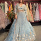 Powder Blue Gold Embroidered Designer Lehenga with Dupatta