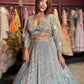 Powder Blue Gold Embroidered Designer Lehenga with Dupatta
