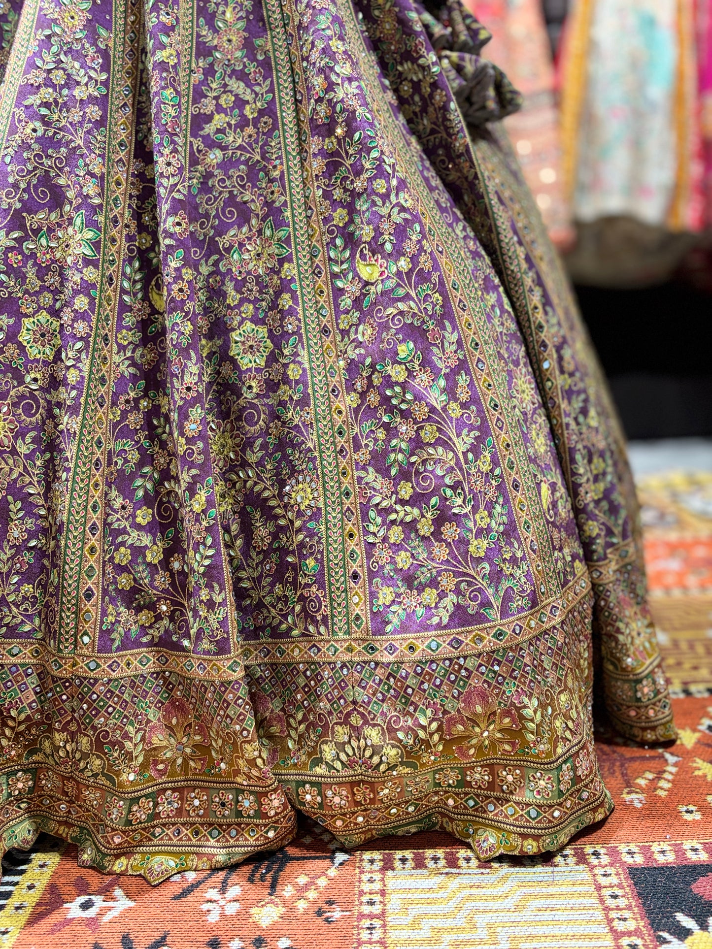 Royal Purple Zari Embroidered Lehenga With Designer Dupatta