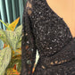 Black Designer Saree with Geometric Sequin Embroidery