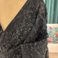 Black Designer Saree with Geometric Sequin Embroidery