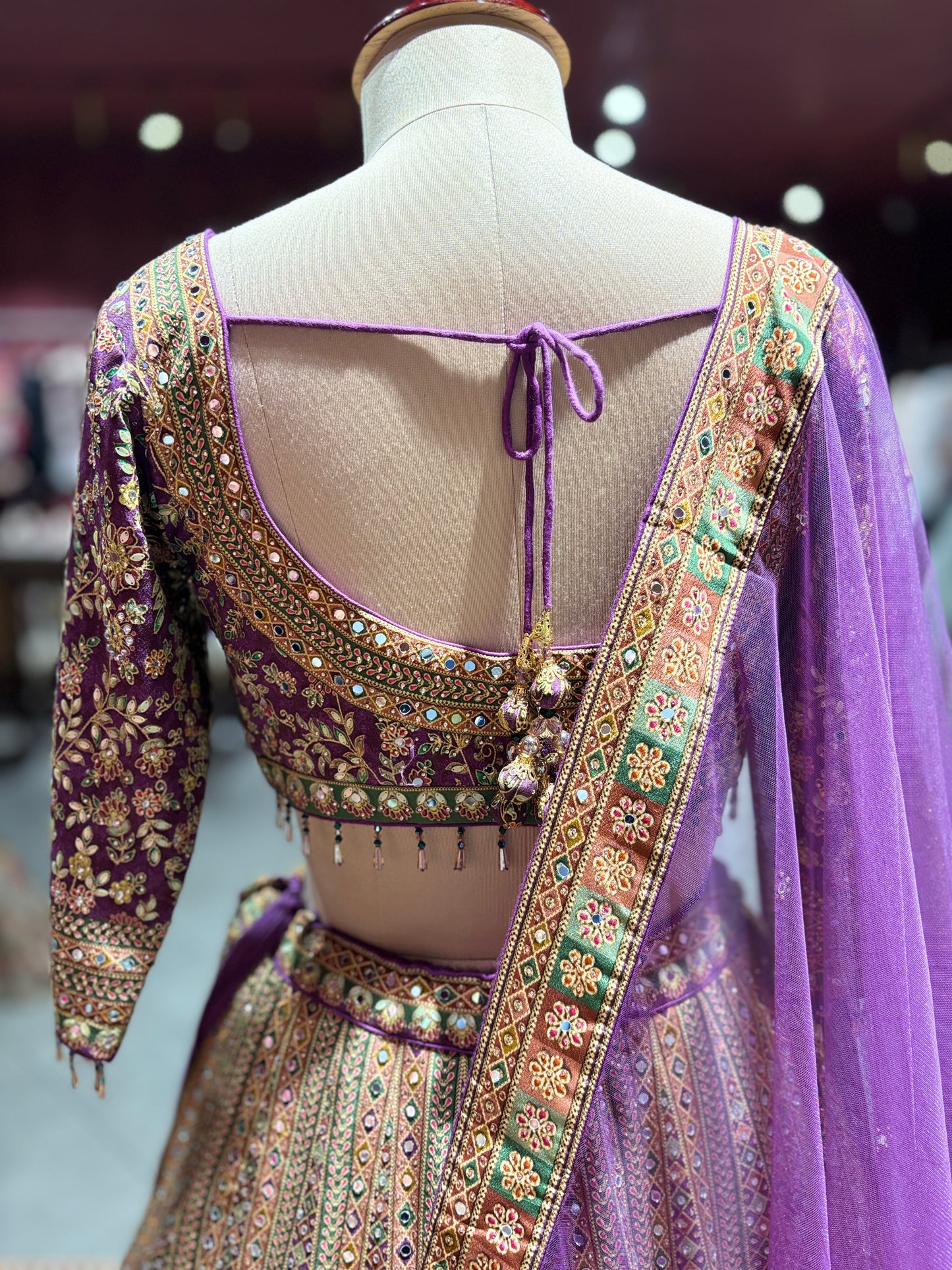 Royal Purple Zari Embroidered Lehenga With Designer Dupatta