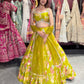 Mehendi Green Floral Printed Designer Lehenga with Embellished Blouse