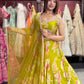 Mehendi Green Floral Printed Designer Lehenga with Embellished Blouse