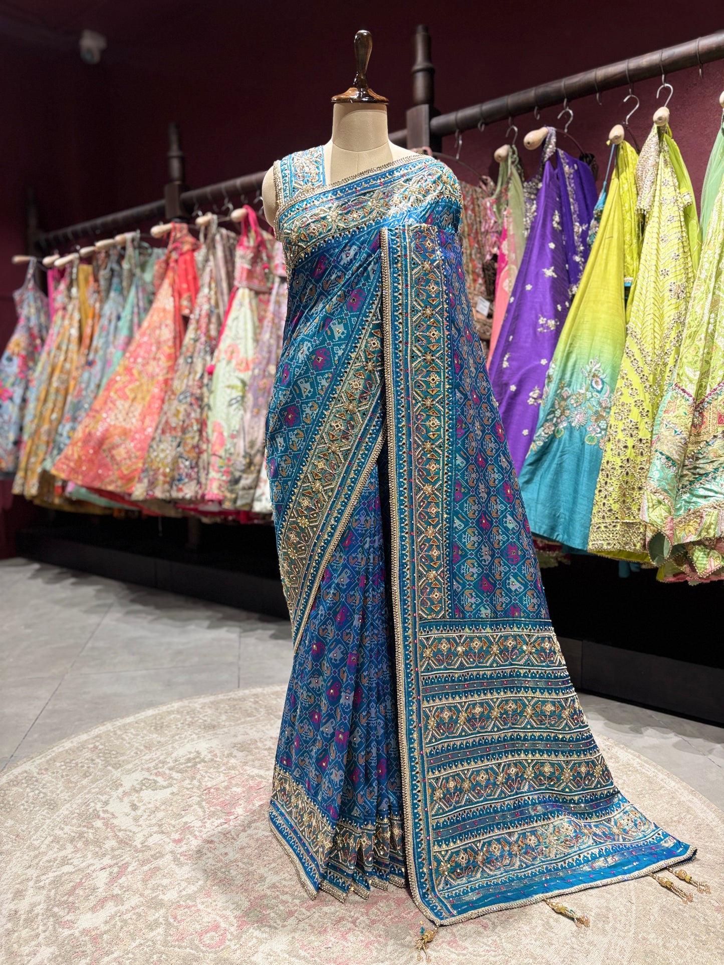 Royal Blue Patola Silk Saree with Rich Zari Border Weave