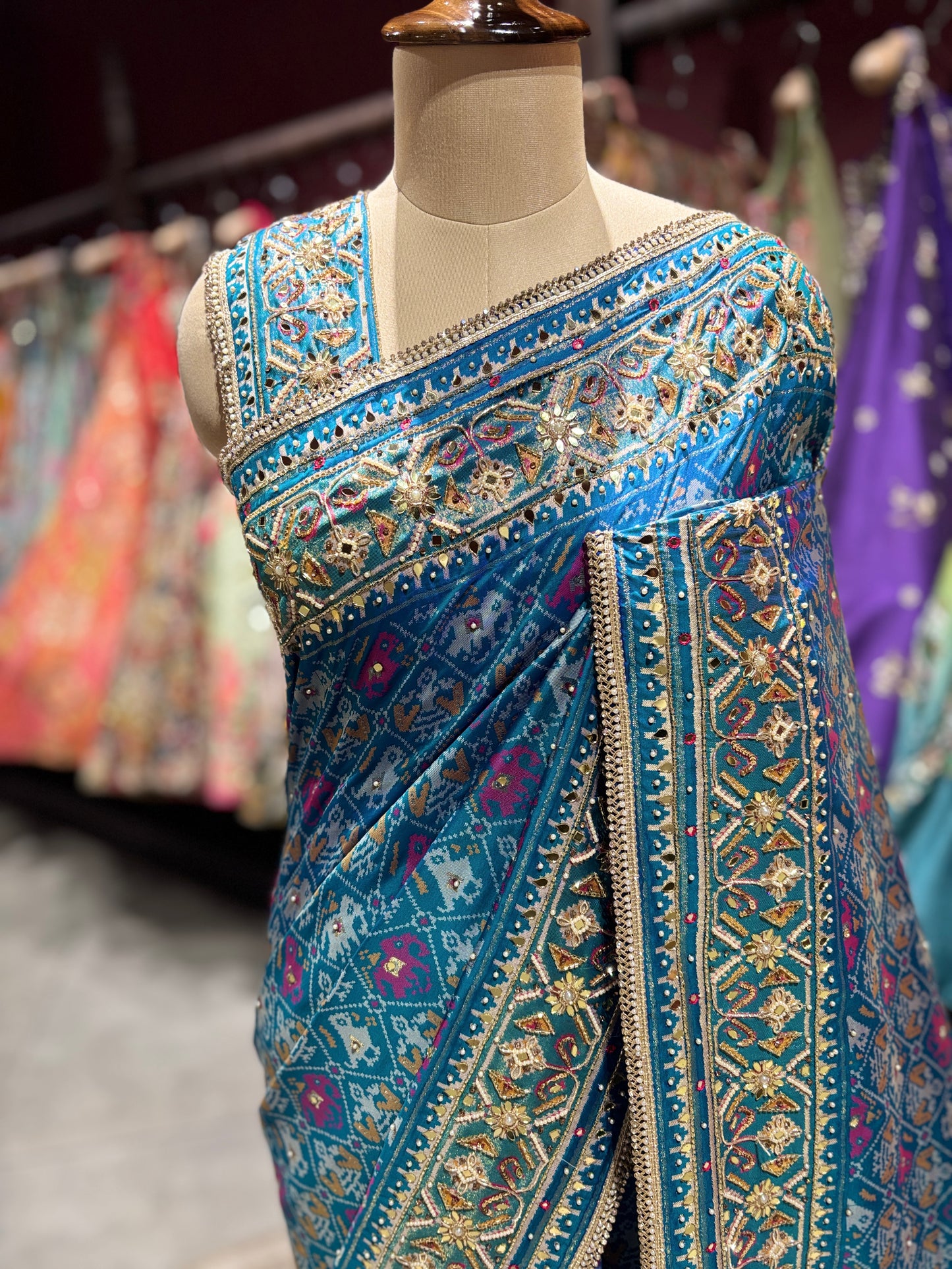 Royal Blue Patola Silk Saree with Rich Zari Border Weave