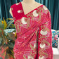 Red Bandhani Saree with Heavy Gold Embroidery