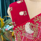 Red Bandhani Saree with Heavy Gold Embroidery