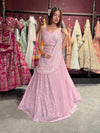 Blush Pink Sequin Embellished Designer Lehenga with Draped Dupatta