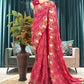 Red Bandhani Saree with Heavy Gold Embroidery