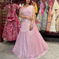 Blush Pink Sequin Embellished Designer Lehenga with Draped Dupatta