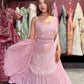 Blush Pink Sequin Embellished Designer Lehenga with Draped Dupatta