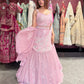 Blush Pink Sequin Embellished Designer Lehenga with Draped Dupatta
