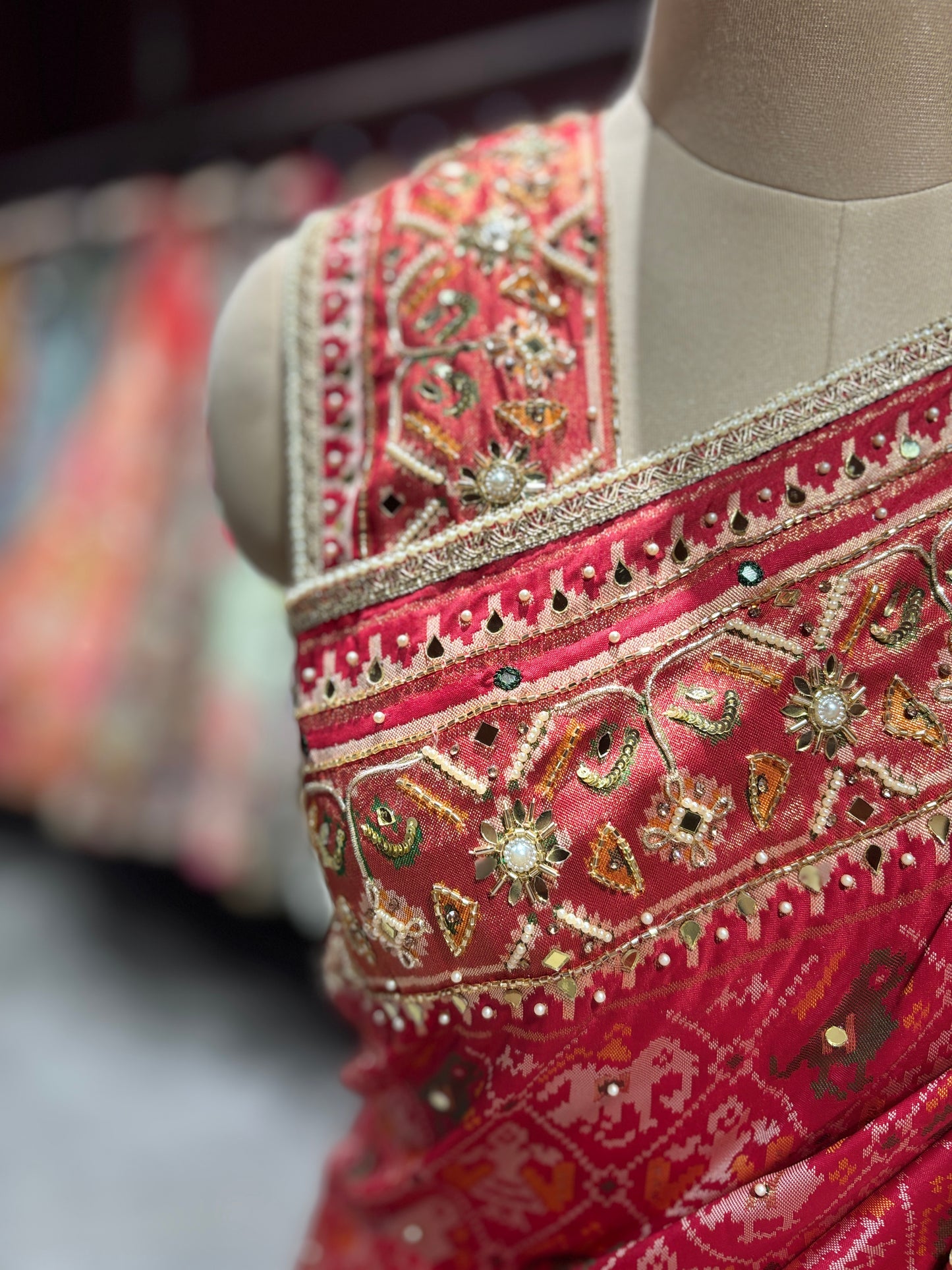 Royal Red Patola Silk Saree with Rich Zari Border Weave