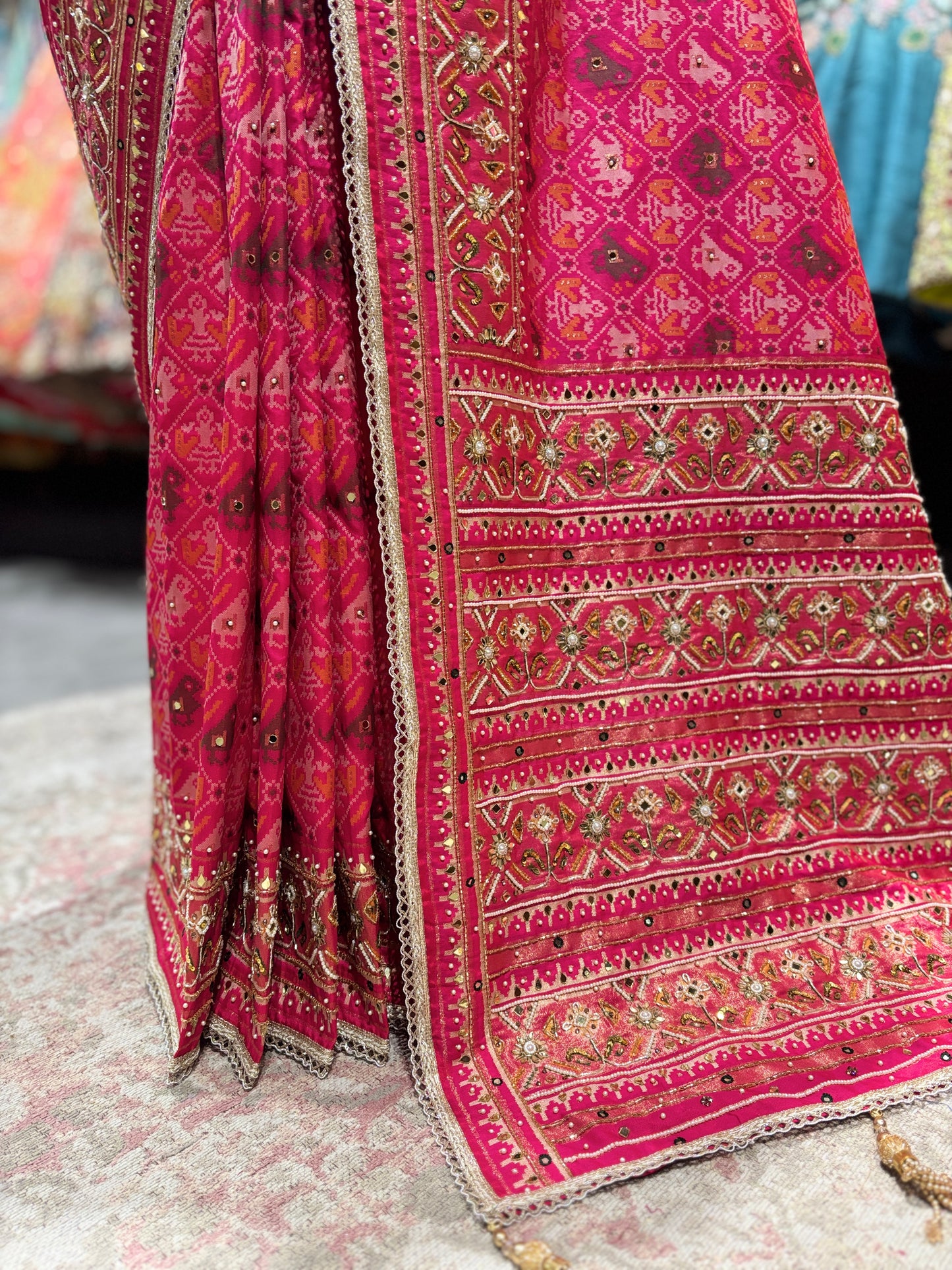 Royal Rani Patola Silk Saree with Rich Zari Border Weave