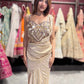 Champagne Gold Sequin Pre-Draped Saree Set with Embellished Blouse