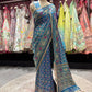 Royal Blue Patola Silk Saree with Zari & Ethnic Motifs
