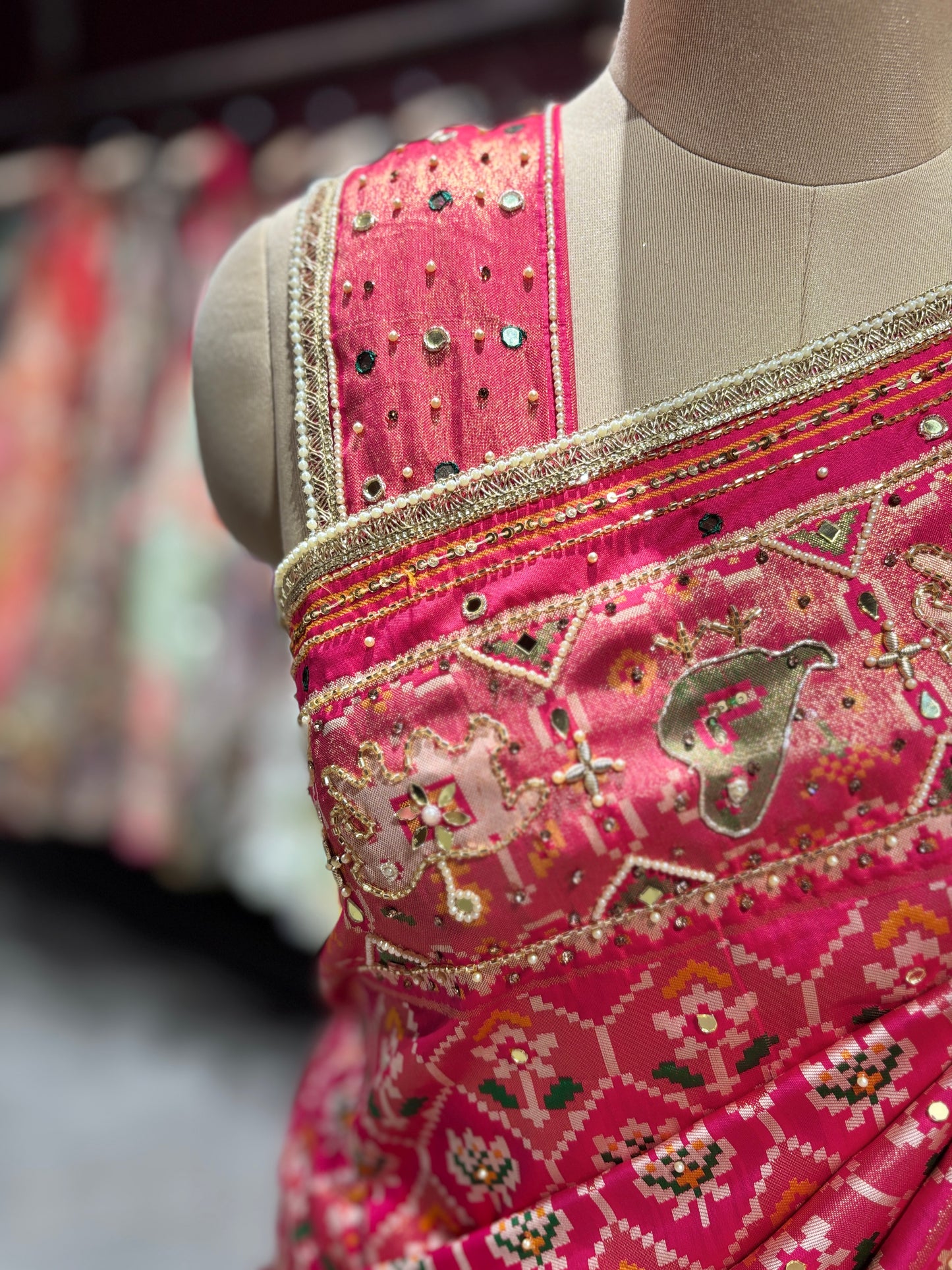 Royal Rani Patola Silk Saree with Zari & Ethnic Motifs