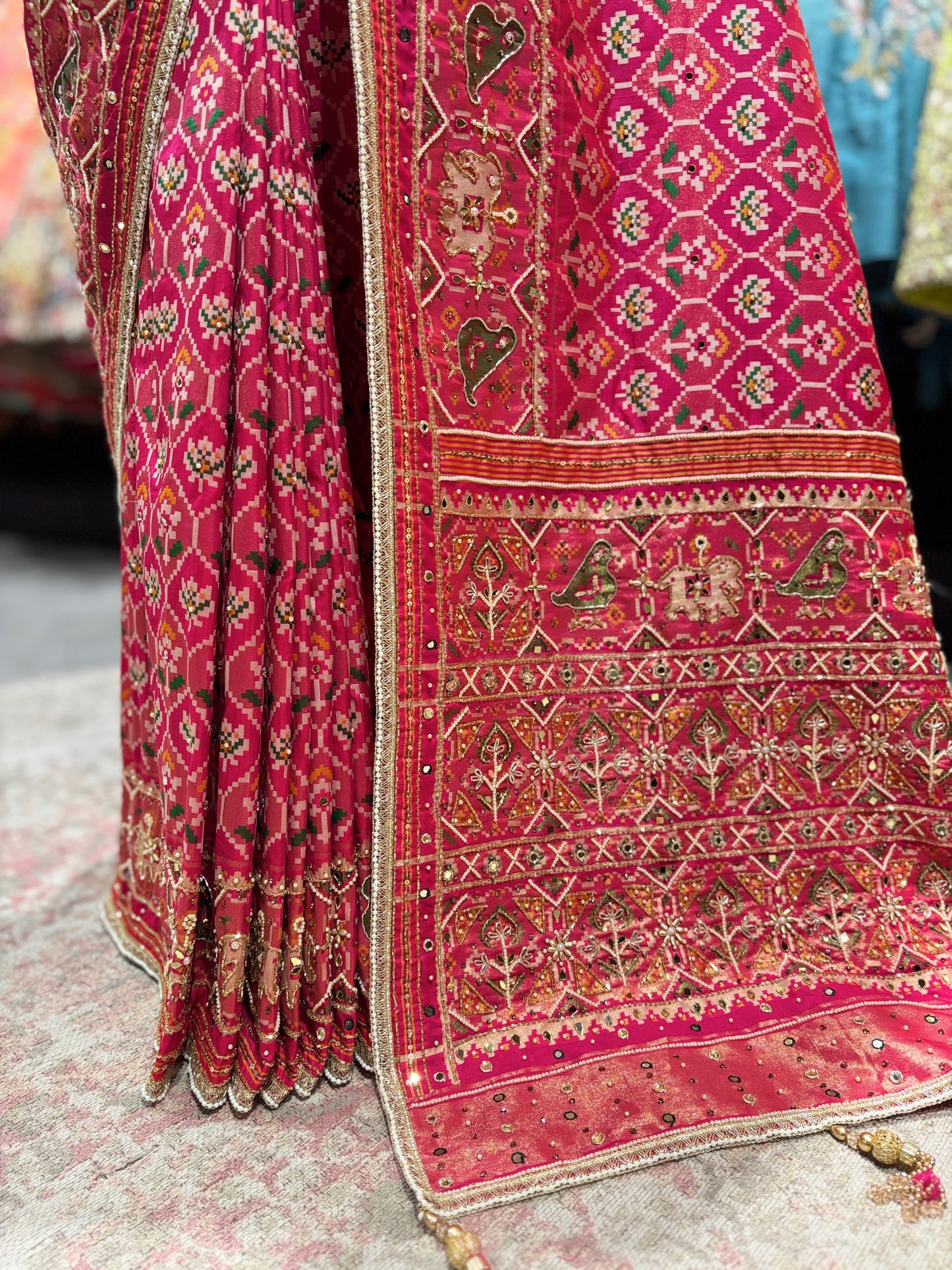 Royal Rani Patola Silk Saree with Zari & Ethnic Motifs