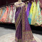 Royal Purple Handcrafted Embroidered Designer Silk Saree