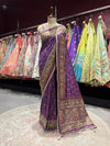 Royal Purple Handcrafted Embroidered Designer Silk Saree