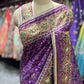 Royal Purple Handcrafted Embroidered Designer Silk Saree