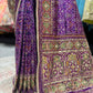Royal Purple Handcrafted Embroidered Designer Silk Saree