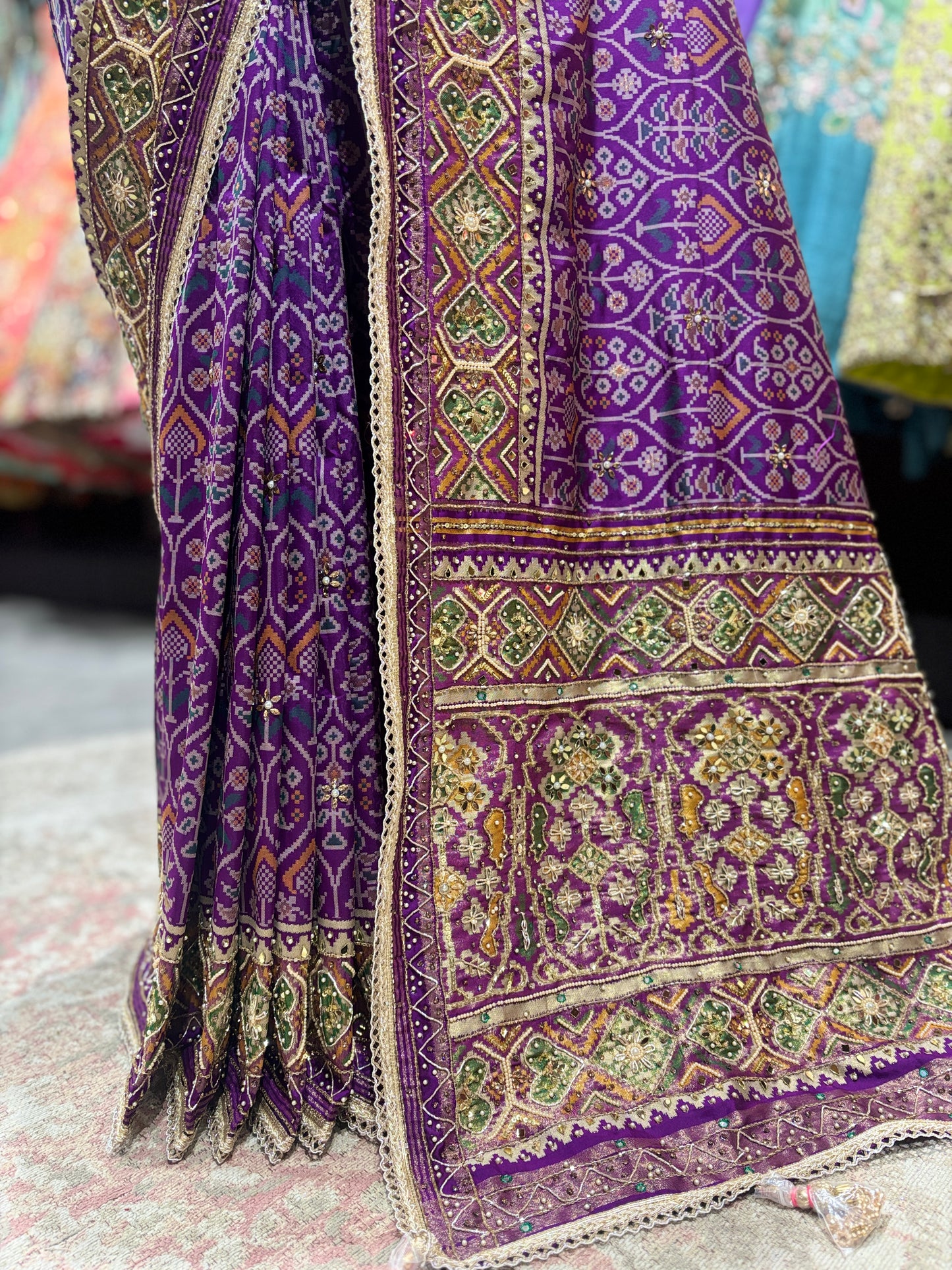 Royal Purple Handcrafted Embroidered Designer Silk Saree