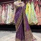 Royal Purple Handcrafted Embroidered Designer Silk Saree