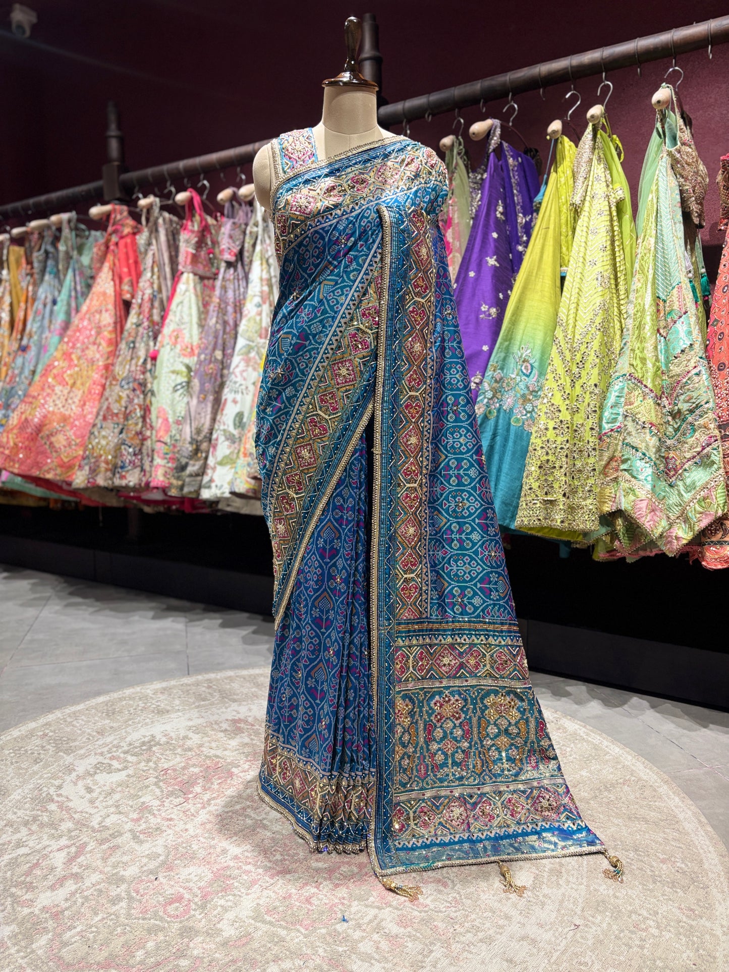 Royal Blue Handcrafted Embroidered Designer Silk Saree