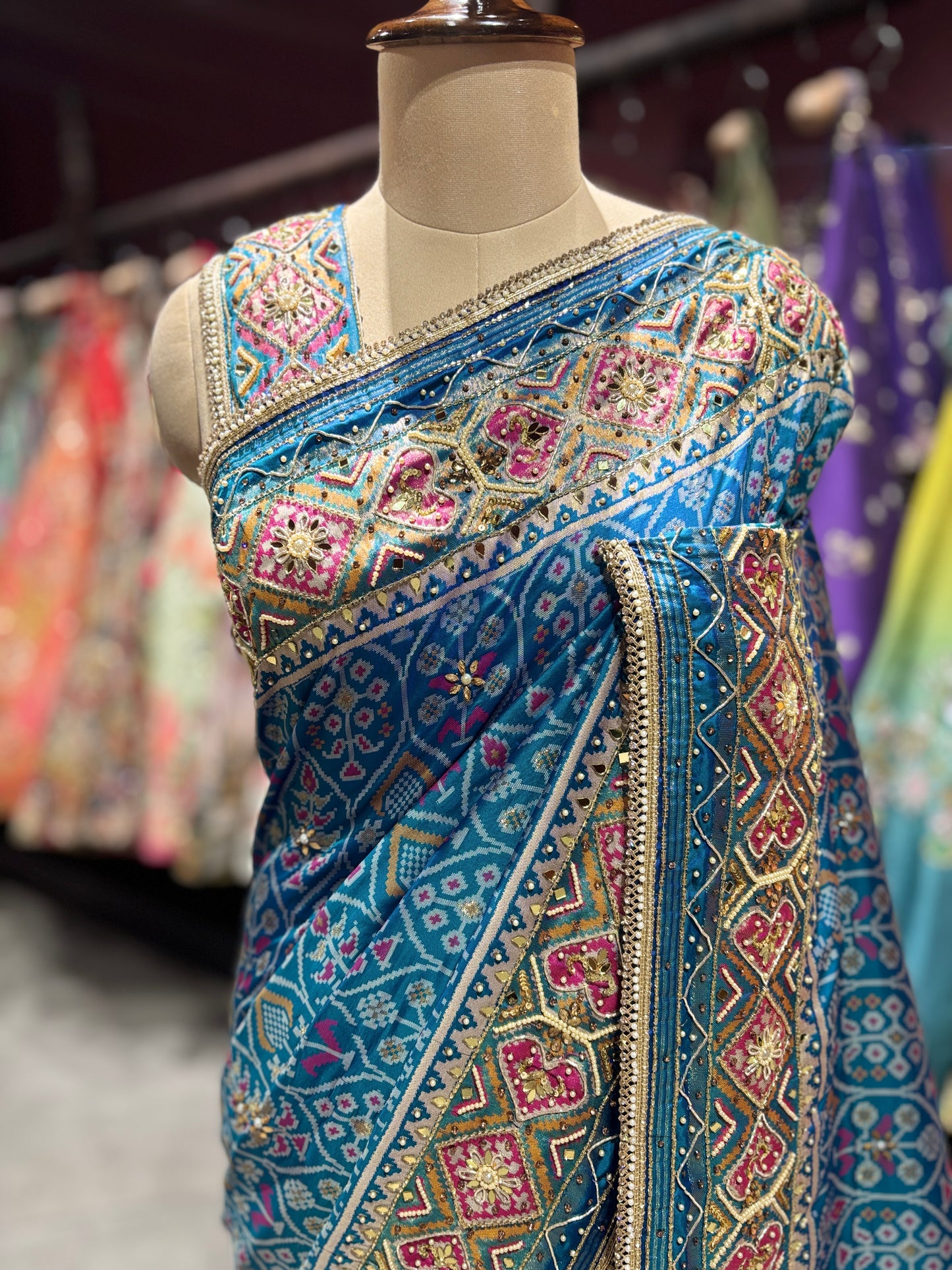 Royal Blue Handcrafted Embroidered Designer Silk Saree