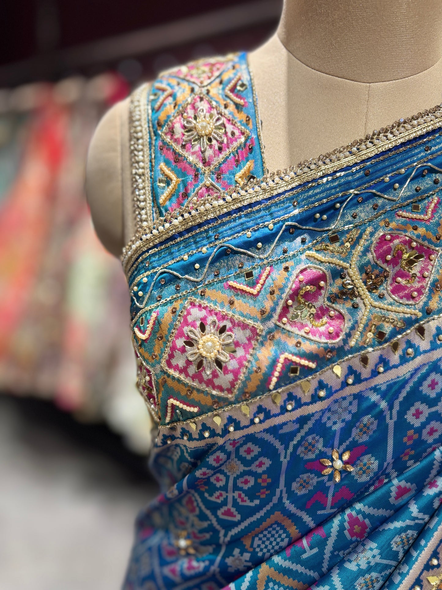 Royal Blue Handcrafted Embroidered Designer Silk Saree